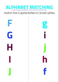 Alphabet Matching - Match Capital and Small Letters - F to J