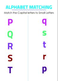 Alphabet Matching - Match Capital and Small Letters - P to T