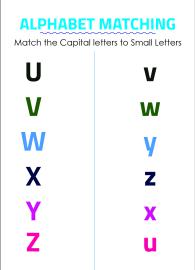 Alphabet Matching - Match Capital and Small Letters - U to Z