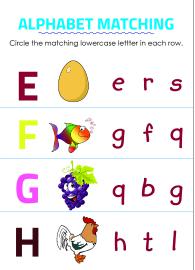 Circle Matching Uppercase and Lowercase Letters - E to H