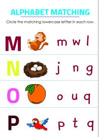 Circle Matching Uppercase and Lowercase Letters - M to P