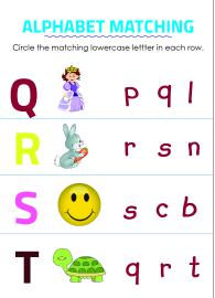 Circle Matching Uppercase and Lowercase Letters - Q to T