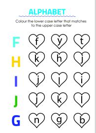 Color Matching Uppercase and Lowercase Letters - F to J