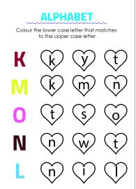 Color Matching Uppercase and Lowercase Letters - K to O