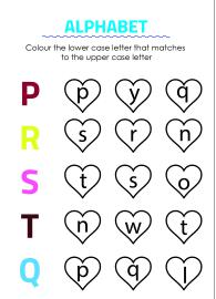 Color Matching Uppercase and Lowercase Letters - P to T