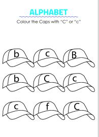 Color the Caps with C- Capital and Small Letter Identification
