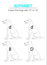 Color the Dogs with D- Capital and Small Letter Identification