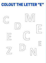 Color The Letter E - Capital Letter Recognition