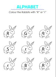 Color the Rabbits with letter R - Capital and Small Letter Identification