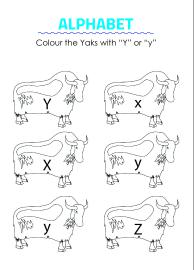 Color the Yaks with Y - Capital and Small Letter Identification