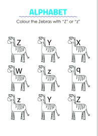 Color the Zebras with Z- Capital and Small Letter Identification