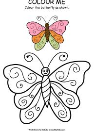 Art And Craft Worksheet: Colour Me - Butterfly Coloring Pages Worksheet