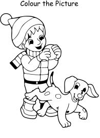 Colour the Picture - Boy with a Dog - Coloring Pages