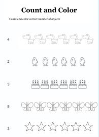 Count and Color Objects Upto 5 - Counting Number