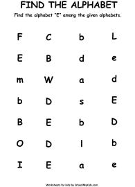 Find the Letter E - Find Alphabets
