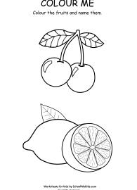 Fruits Coloring Page - Cherry and Orange