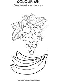 Fruits Coloring Page - Grapes and Banana