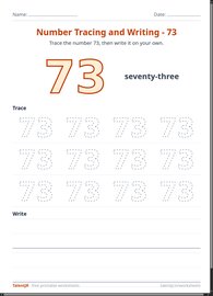 Number Tracing and Writing - 73