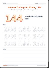 Number Tracing and Writing - 144