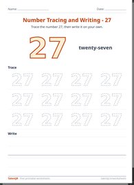 Number Tracing and Writing - 27