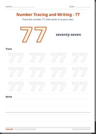 Number Tracing and Writing - 77