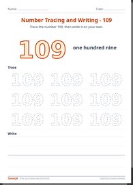 Number Tracing and Writing - 109