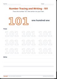 Number Tracing and Writing - 101