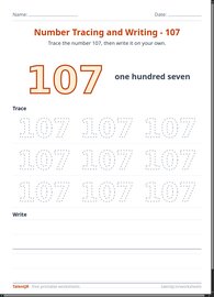 Number Tracing and Writing - 107