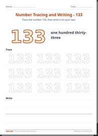 Number Tracing and Writing - 133