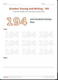 Number Tracing and Writing - 194