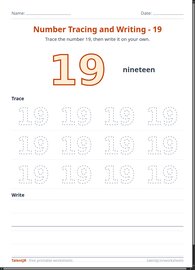 Number Tracing and Writing - 19