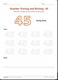 Number Tracing and Writing - 45