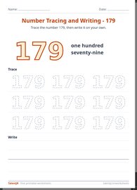 Number Tracing and Writing - 179