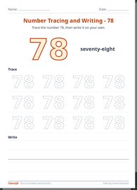 Number Tracing and Writing - 78