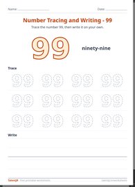 Number Tracing and Writing - 99