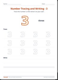 Number Tracing and Writing - 3