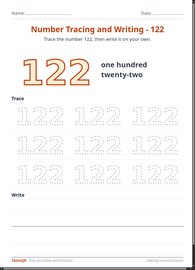 Number Tracing and Writing - 122