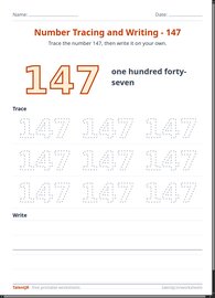 Number Tracing and Writing - 147