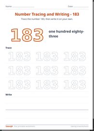 Number Tracing and Writing - 183