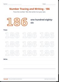 Number Tracing and Writing - 186