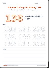 Number Tracing and Writing - 138