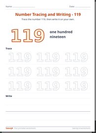 Number Tracing and Writing - 119