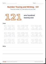 Number Tracing and Writing - 121