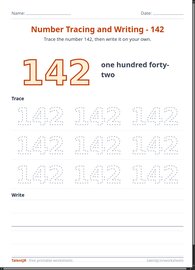 Number Tracing and Writing - 142