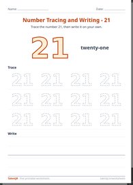 Number Tracing and Writing - 21