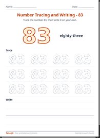 Number Tracing and Writing - 83