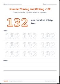 Number Tracing and Writing - 132