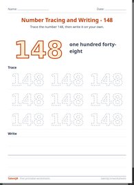 Number Tracing and Writing - 148