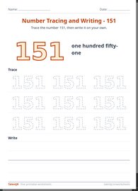 Number Tracing and Writing - 151