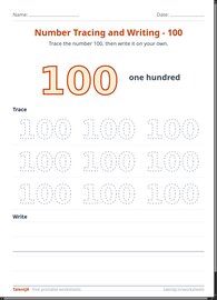 Number Tracing and Writing - 100